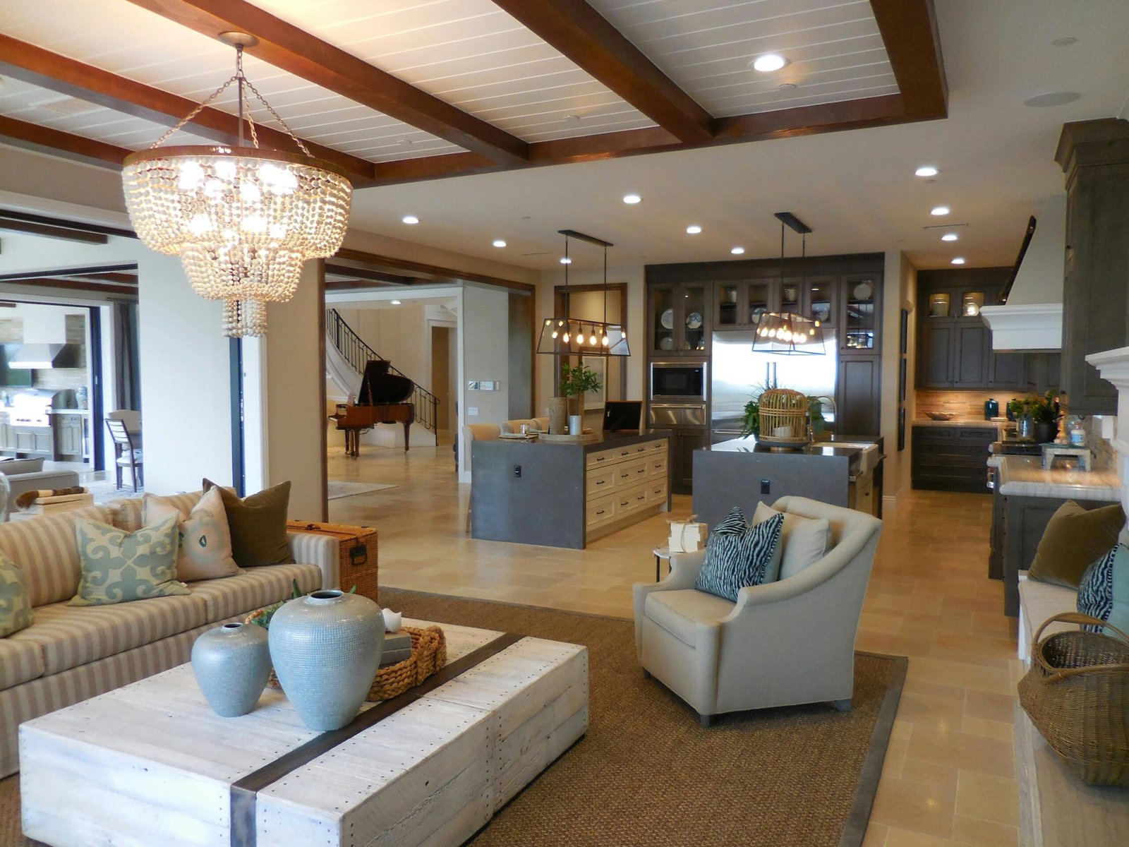 a living room with a couch and a piano